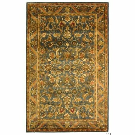 SAFAVIEH 2 ft.-3 in. x 12 ft. Runner Traditional Antiquity- Blue and Gold Hand Tufted Rug AT52C-212